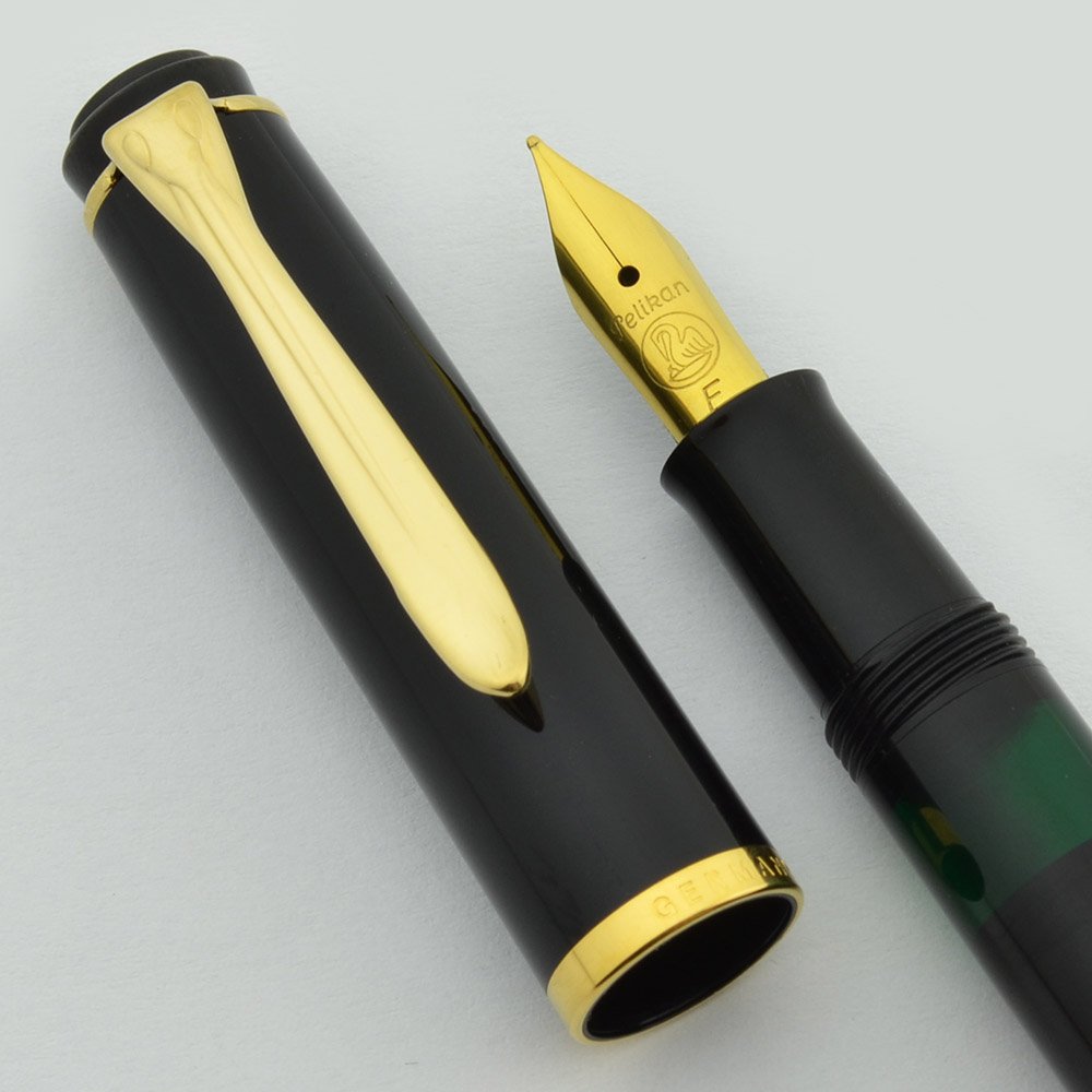 Pelikan 万年筆 ブラック ゴールドトリムM150 Pelikan M150 Fountain Pen - Piston Filler, Black, Gold Trim, Fine